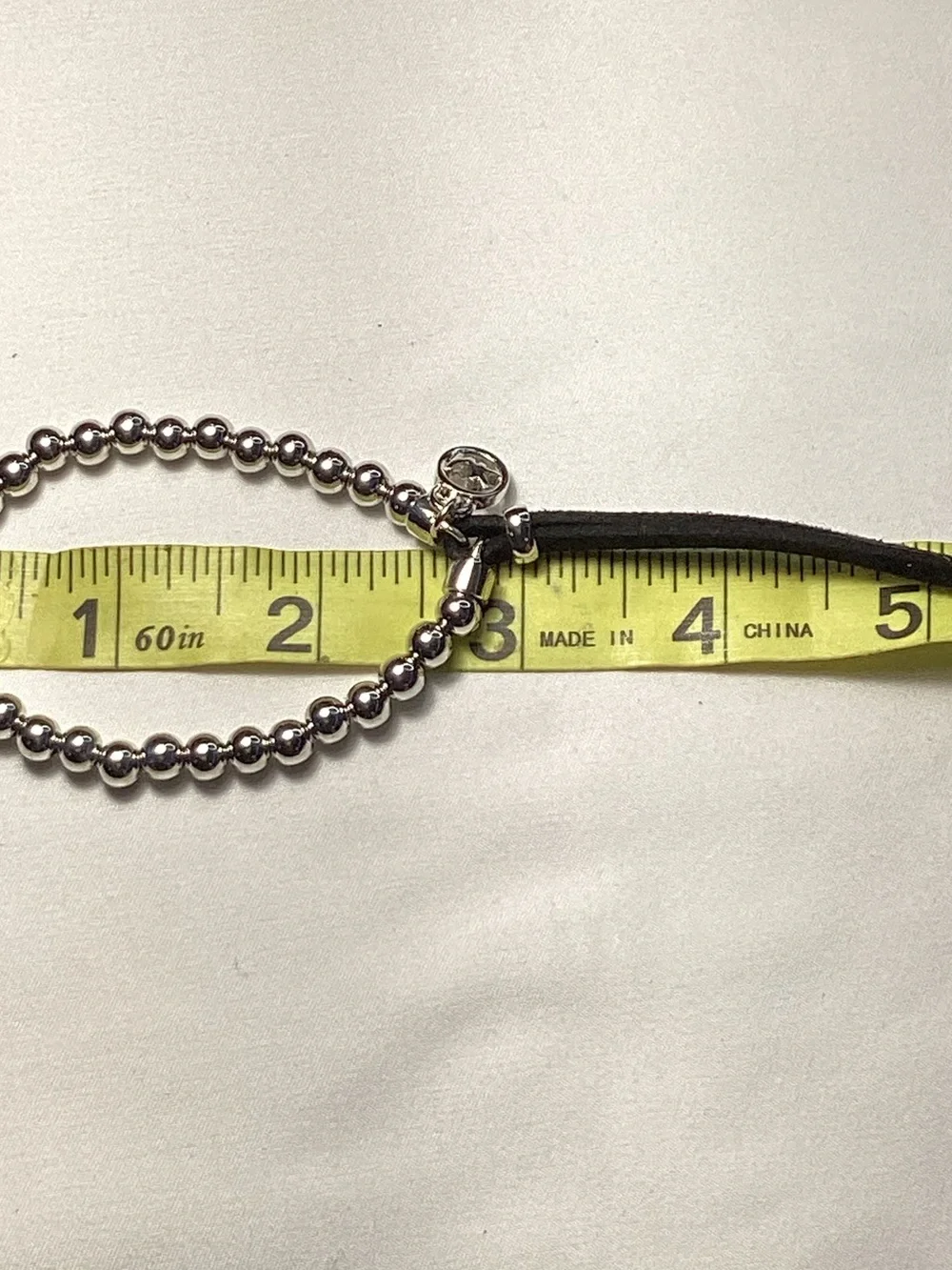 Michael Kors Silver-Tone Beaded Stretch Black Cord Bracelet NWT includes MK Bag
